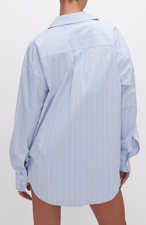 GOOD AMERICAN GOOD AMERICAN OVERSIZE STRIPE STRETCH COTTON POPLIN BUTTON-UP SHIRT 