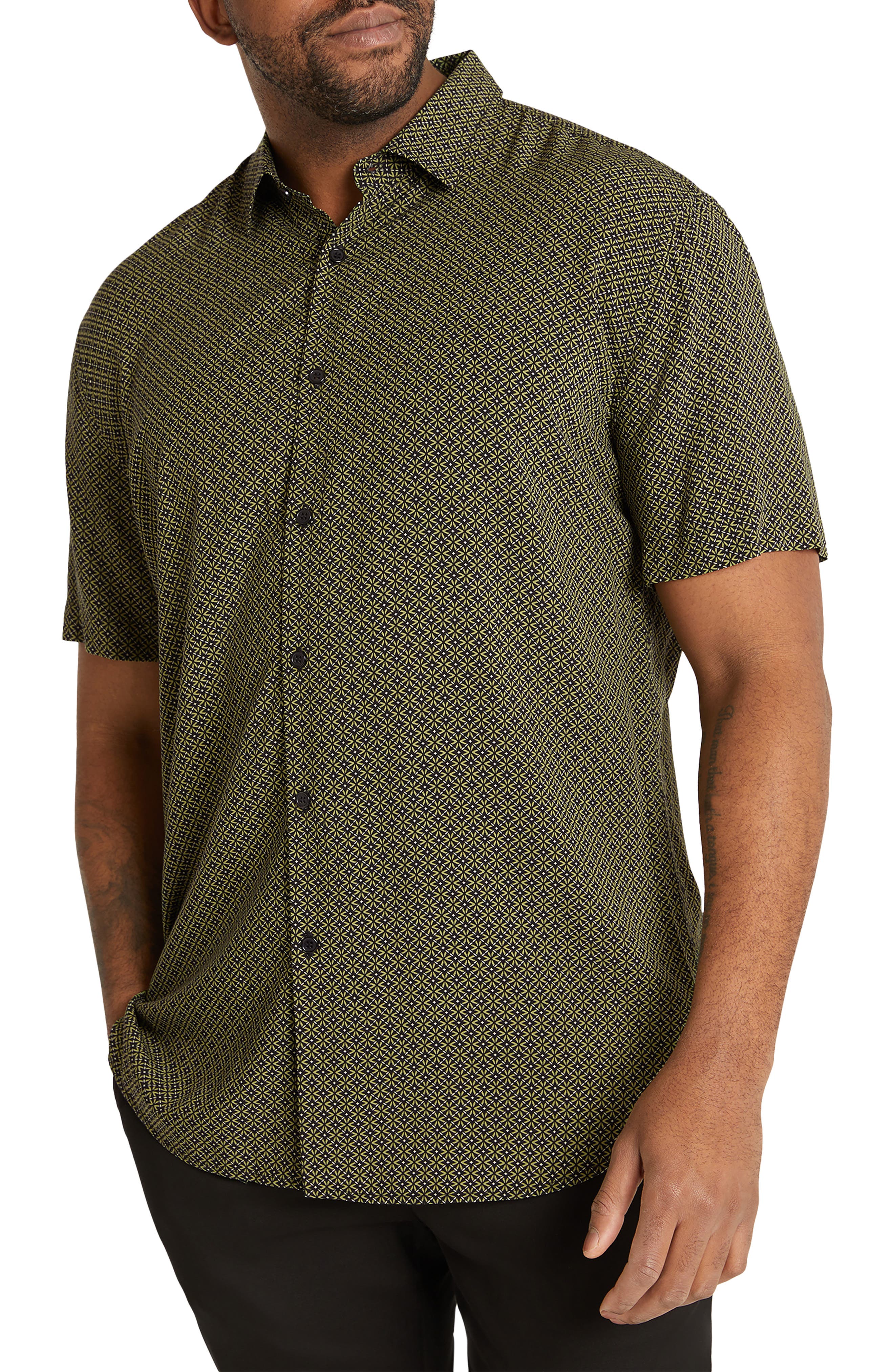 Flynn Geo Print Short Sleeve Button-Up Shirt