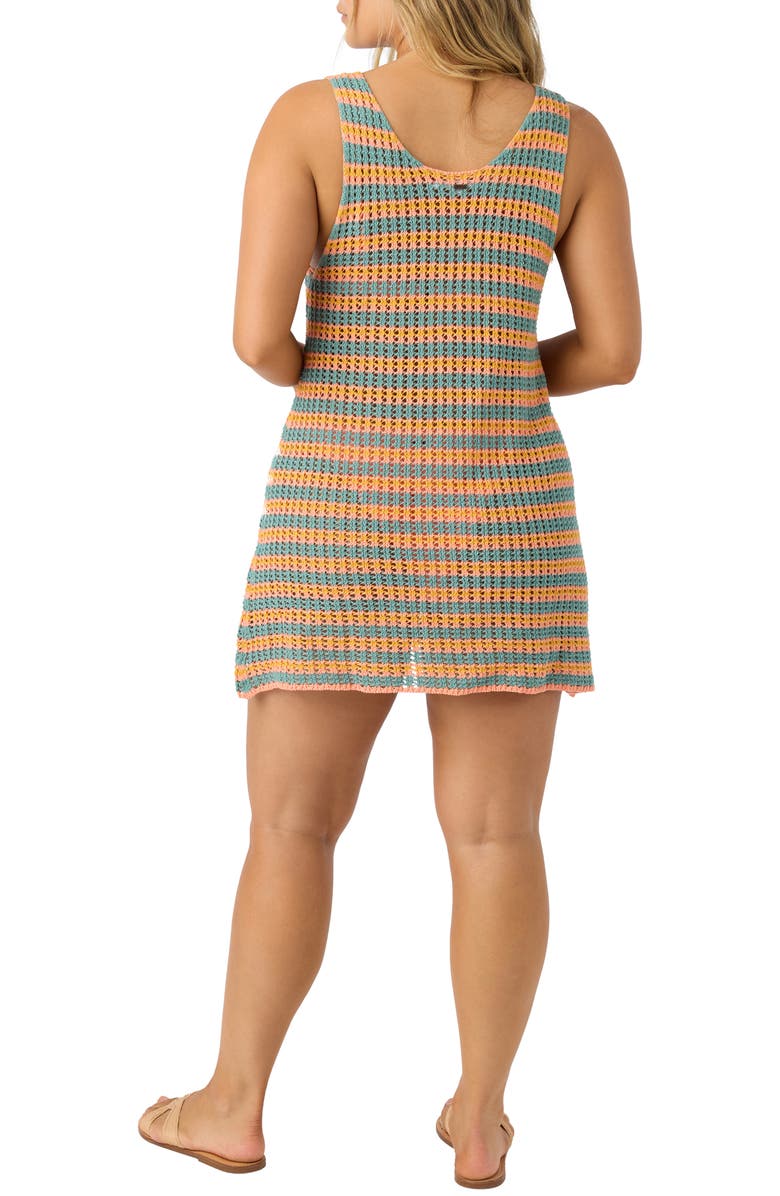 O'Neill Ryan Stripe Open Stitch Cover-Up Minidress, Alternate, color, Orange Multi Stripe
