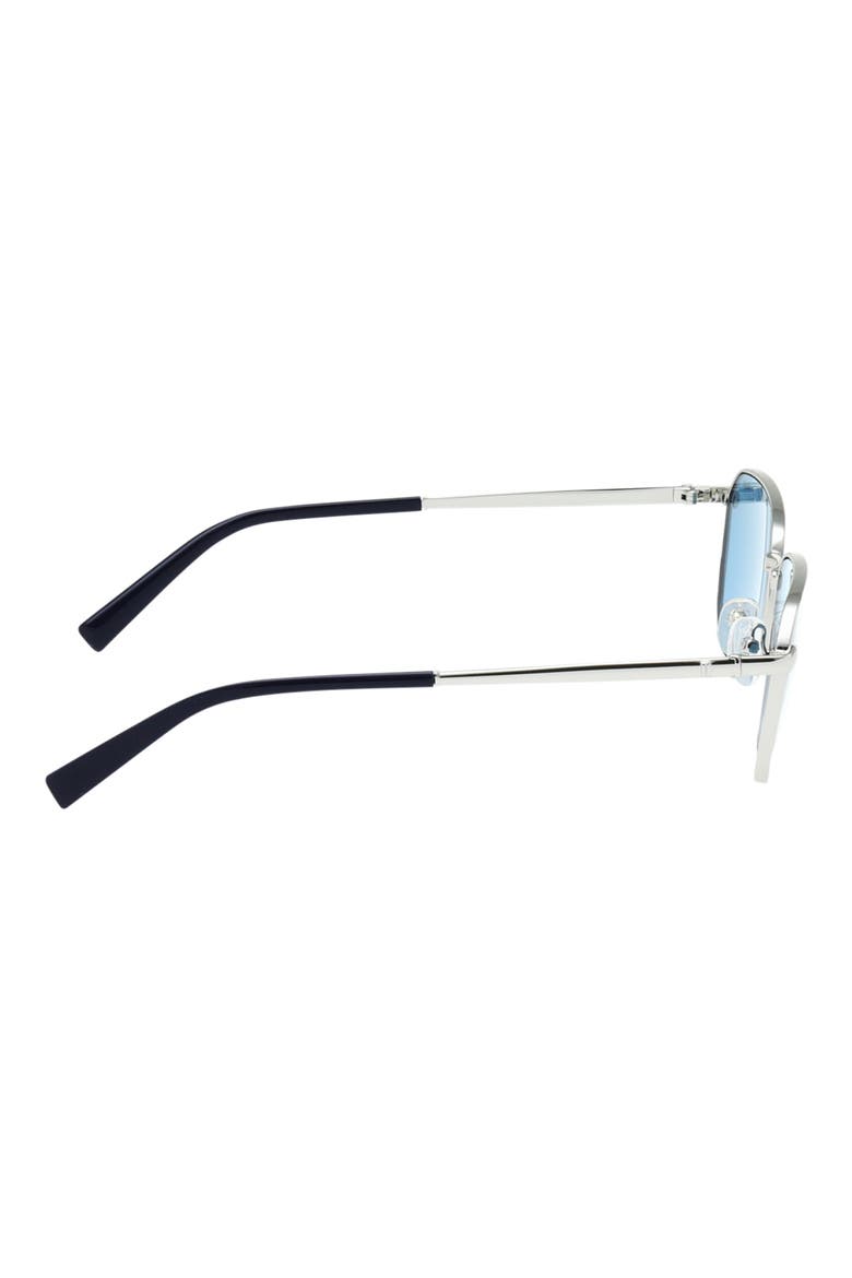 56mm Round Sunglasses, Alternate, color, SHINY LIGHT NICKELTIN / BLUE