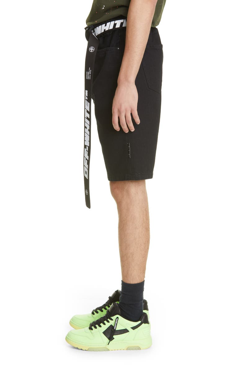 Off-White Logo Slim Slouch Shorts, Alternate, color, 