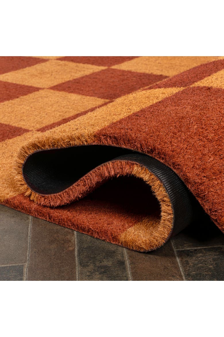 Peater Classic Casual Commerical Natural Coir Indoor/Outdoor Mat, Alternate, color, Natural Red Checker