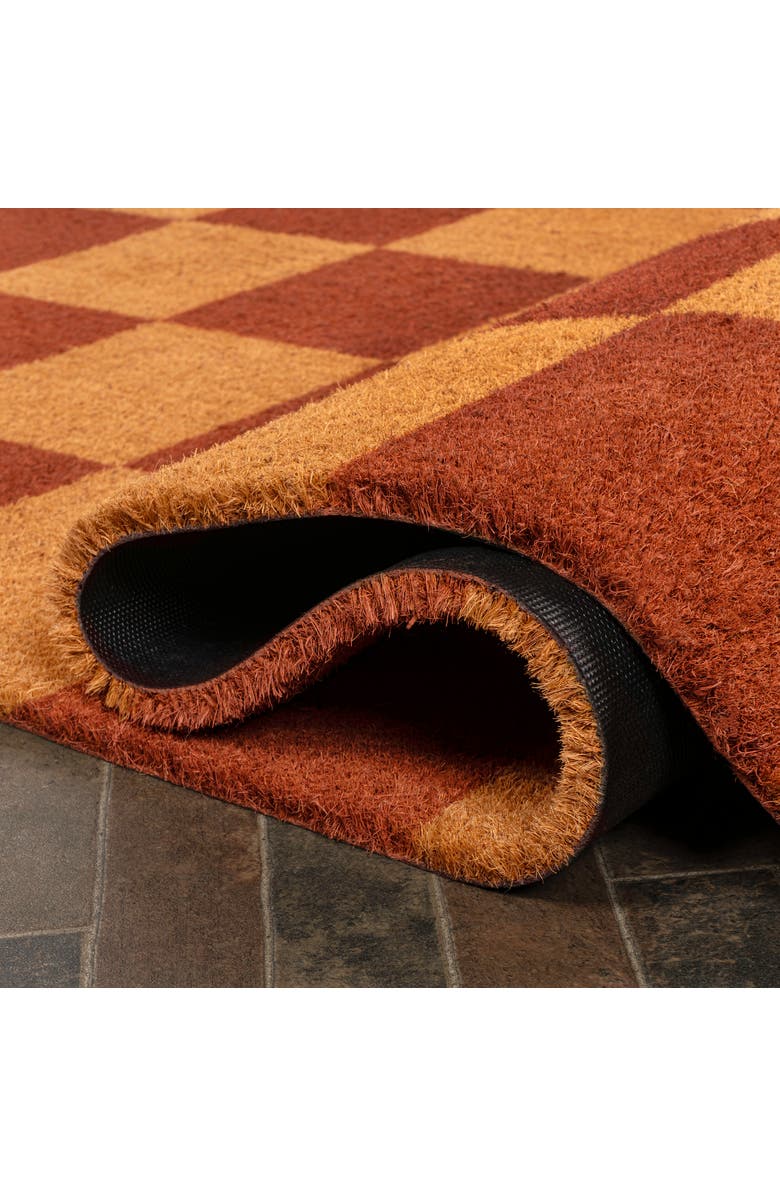 JONATHAN Y Peater Classic Casual Commerical Natural Coir Indoor/Outdoor Mat, Alternate, color, Natural Red Checker