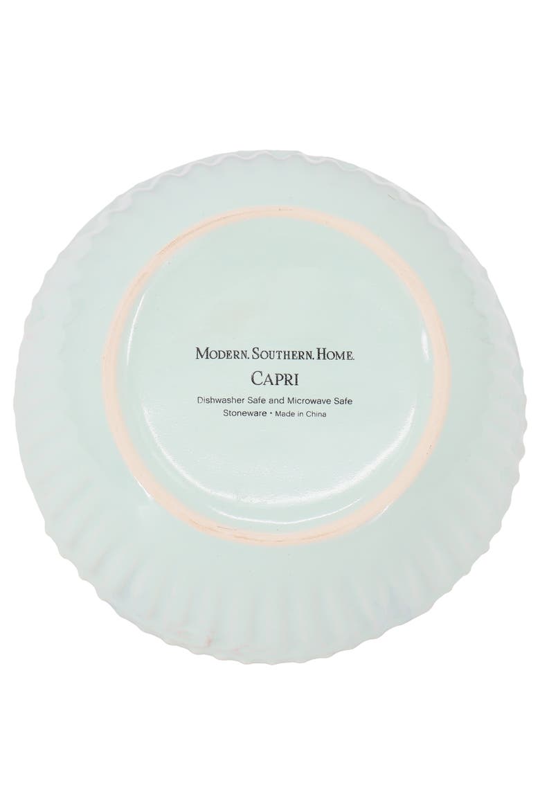 6pc 6 Inch Stoneware Embossed Cereal Bowl Set in Blue, Alternate, color, Blue