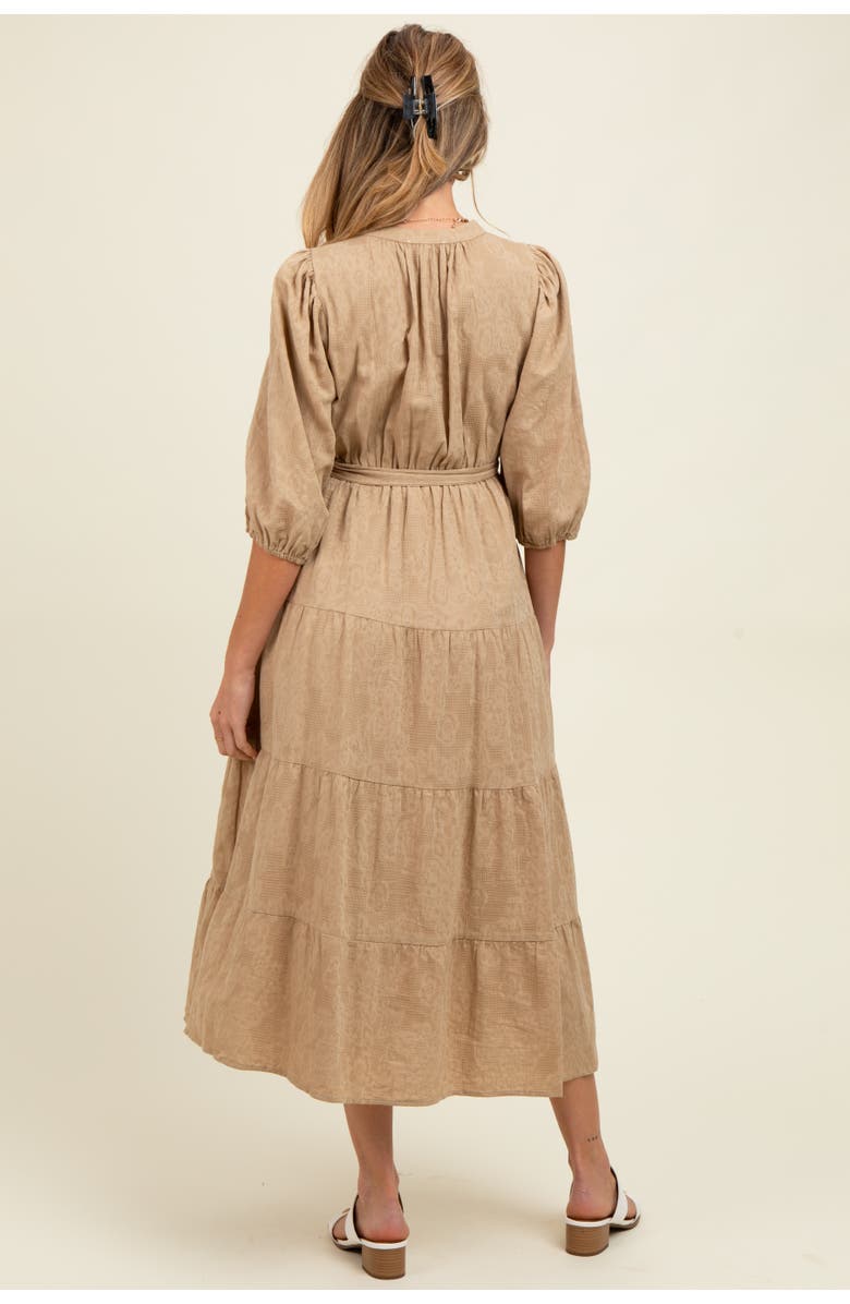 PinkBlush Floral Jacquard Button Front Tiered Dress, Alternate, color, Taupe