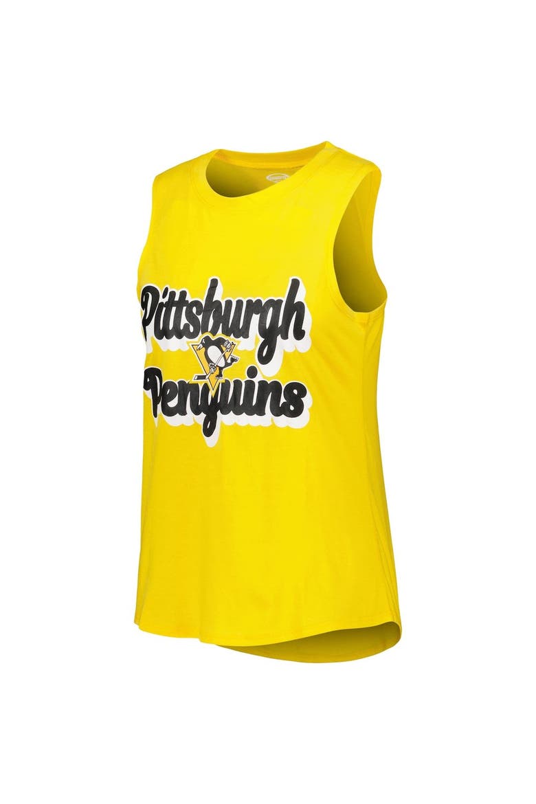 Women's Concepts Sport Gold/Heather Black Pittsburgh Penguins Meter Muscle Tank Top & Pants Sleep Set, Alternate, color, Black