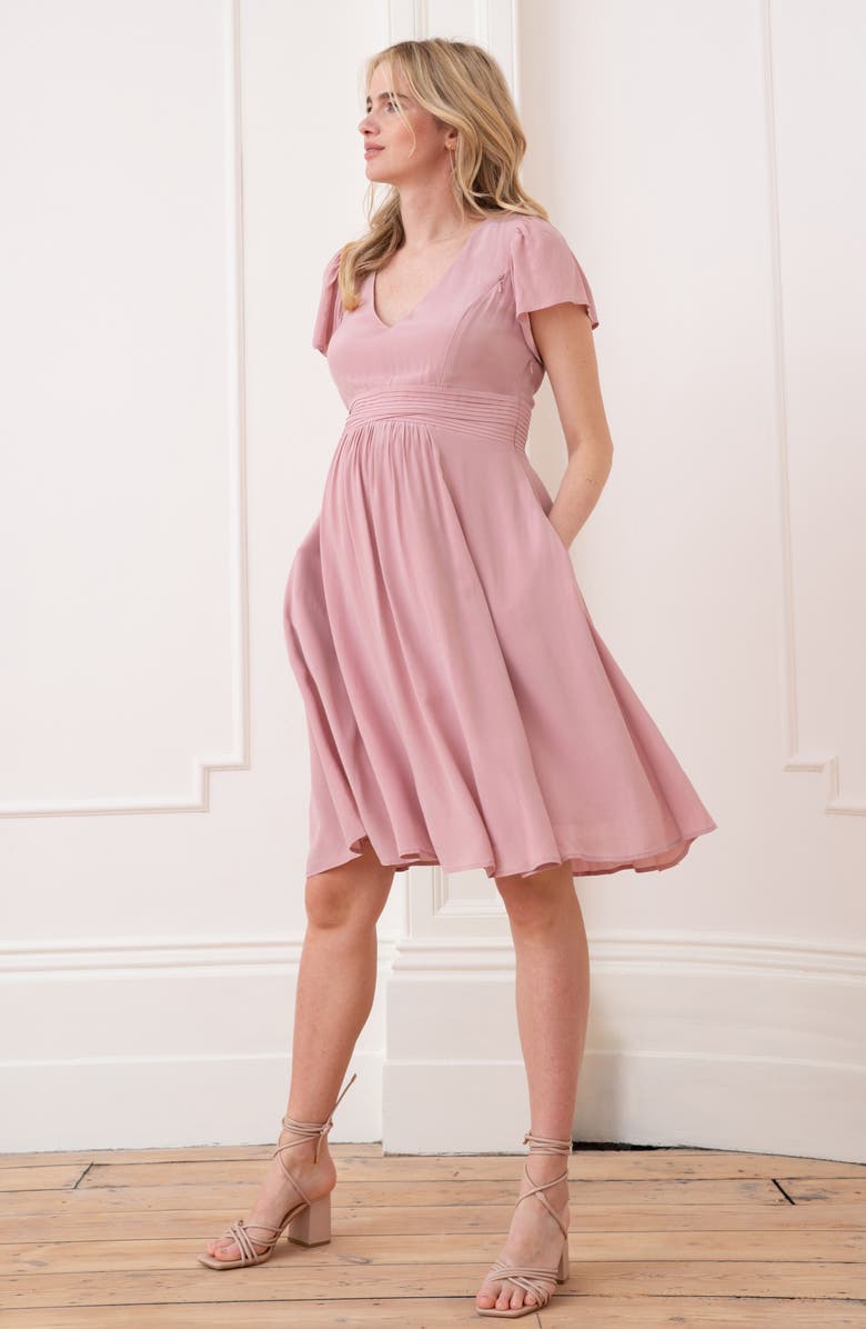 Seraphine Flutter Sleeve Maternity/Nursing Dress, Alternate, color, Blush