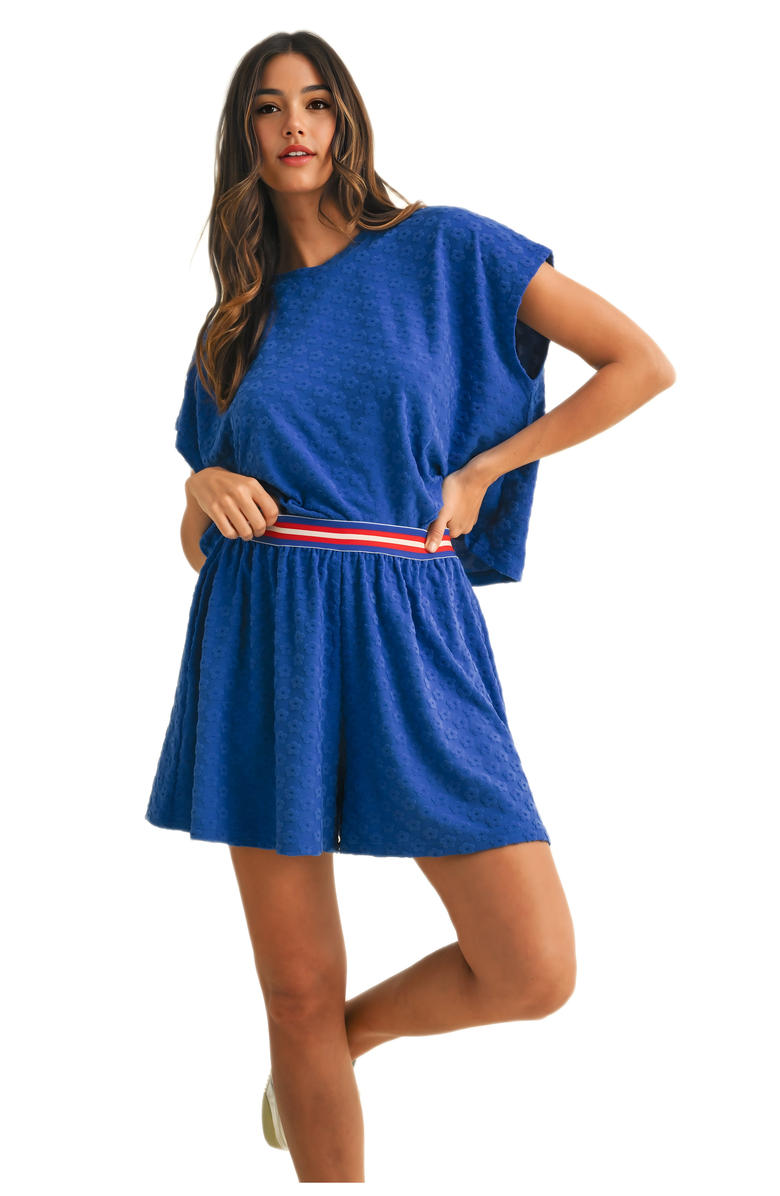 Knit and Lounge Textured Lounge Set with Striped Waistband, Main, color, 