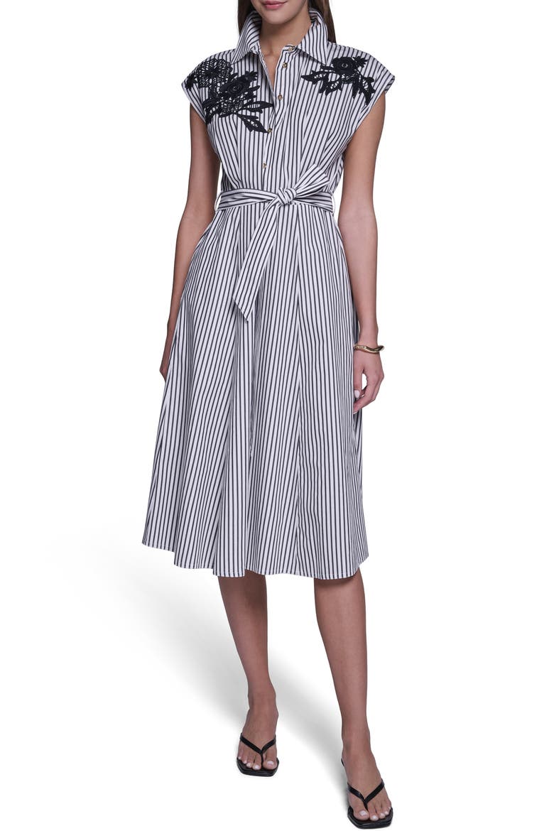 Striped Shirt Dress, Main, color, BLACK AND WHITE