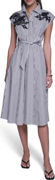 HALSTON Striped Shirt Dress