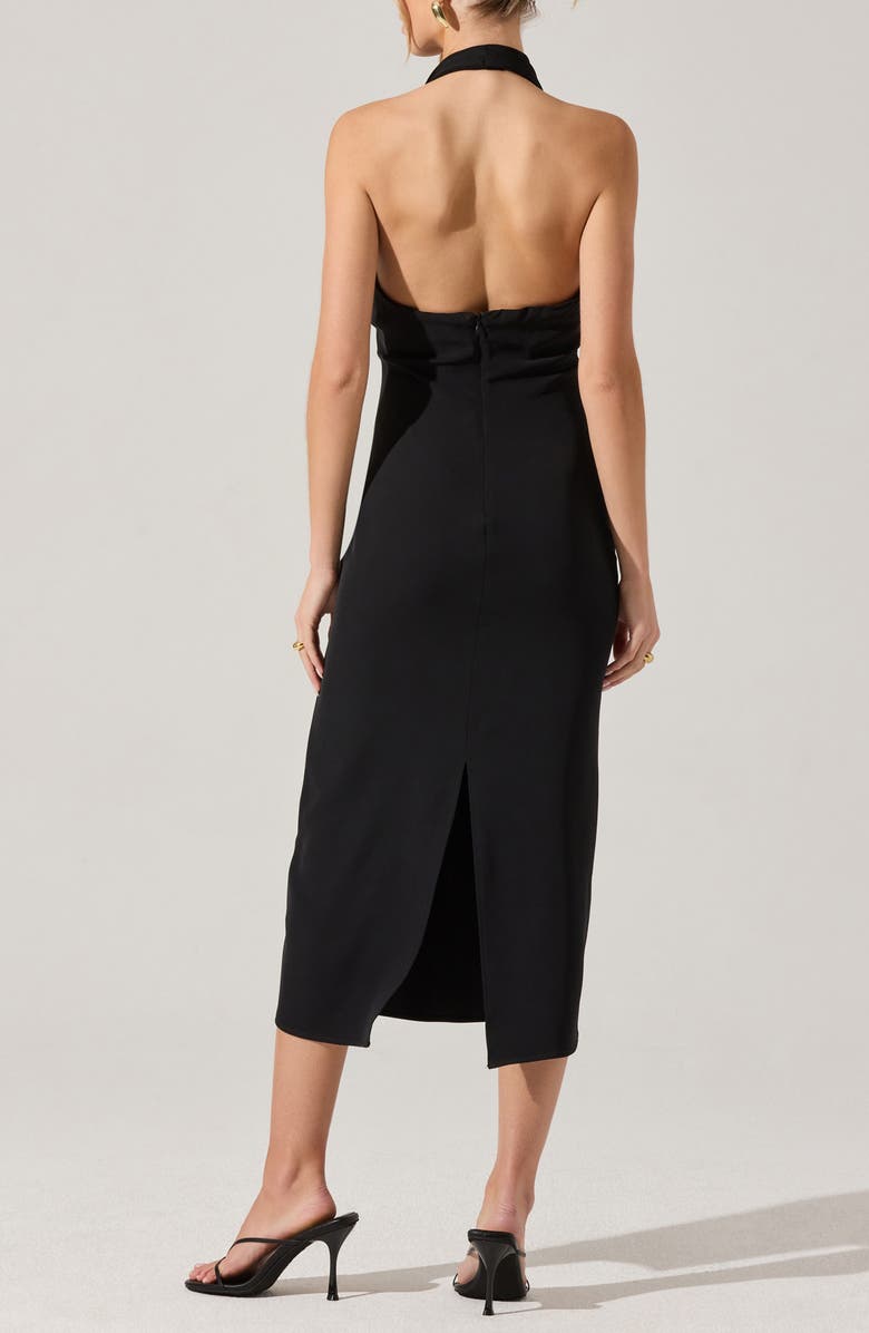 ASTR the Label Alanna Metal Buckle Detail Halter Neck Dress, Alternate, color, Black
