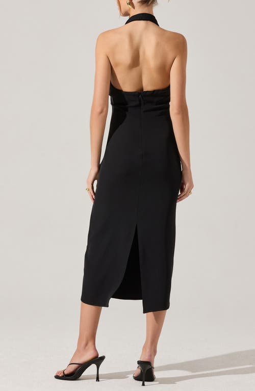Astr The Label Alanna Metal Buckle Detail Halter Neck Dress In Black