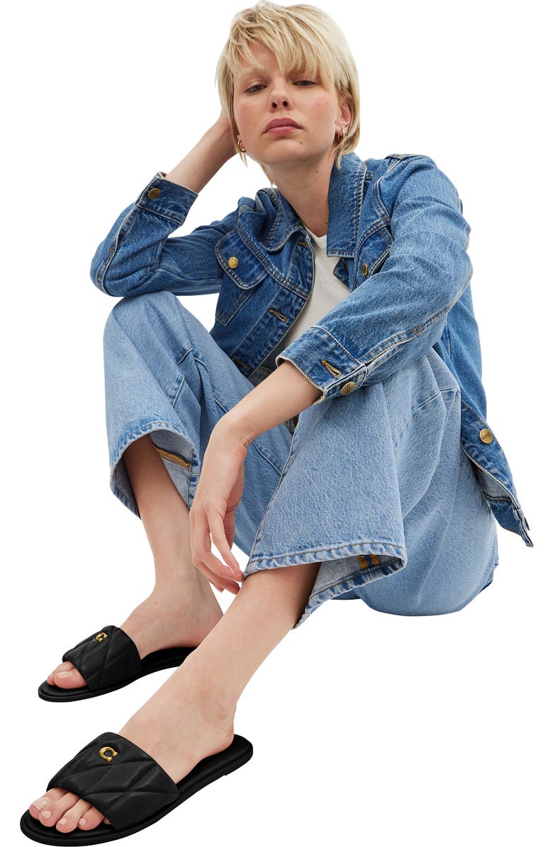 COACH Holly Quilted Slide Sandal, Alternate, color, Black