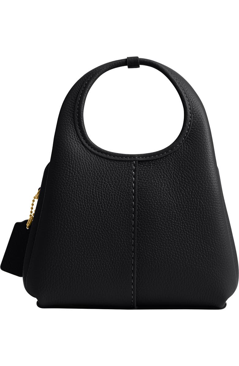 COACH Lana Polished Pebble Leather Shoulder Bag, Alternate, color, B4/ Black