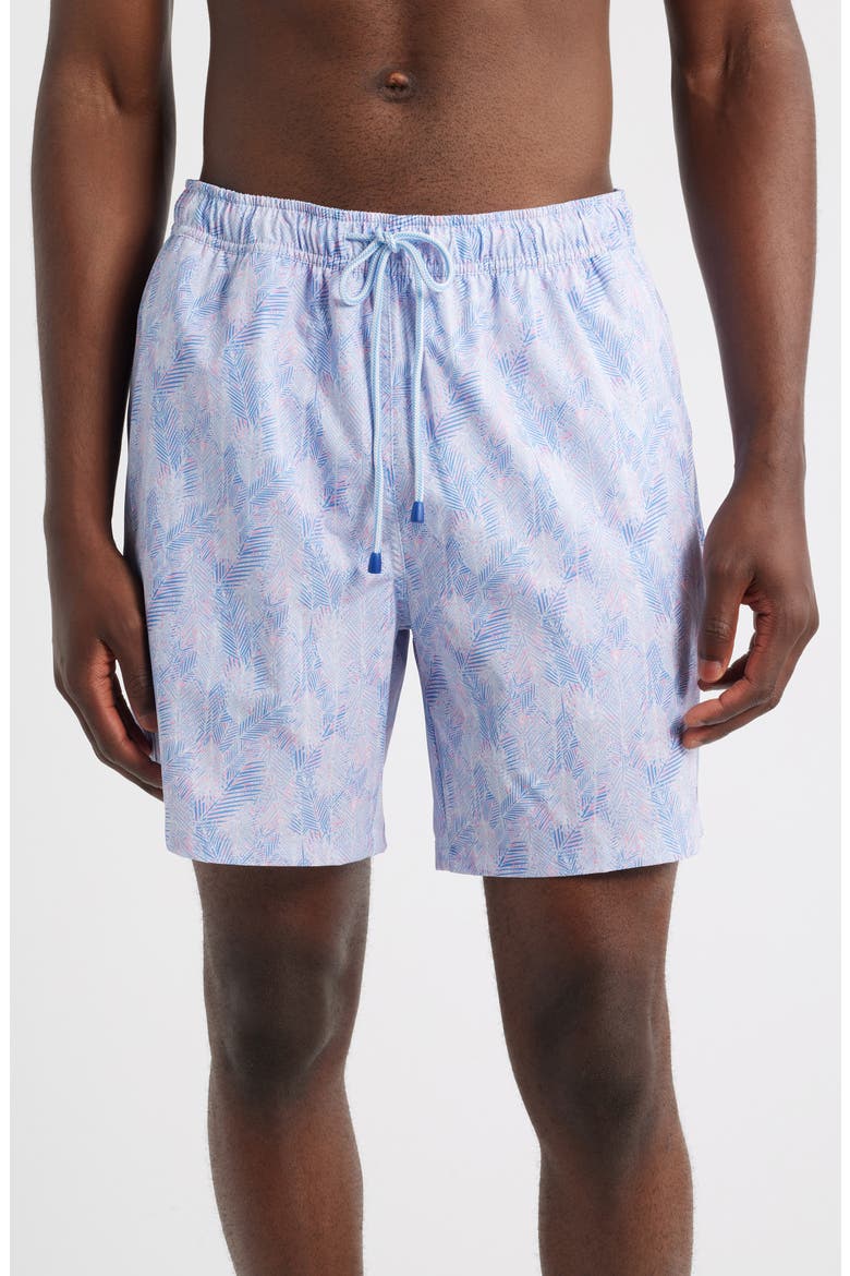 Sunset Palms Swim Trunks, Main, color, BERMUDA PINK