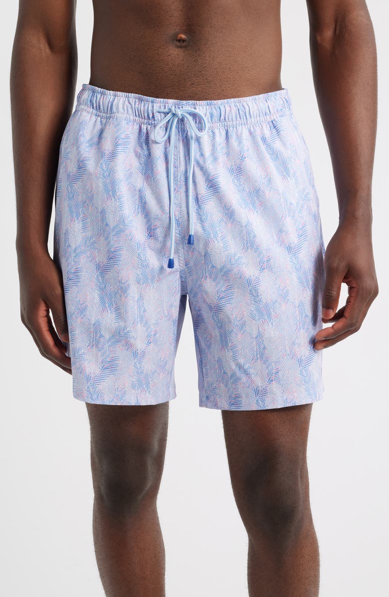 Peter Millar Sunset Palms Swim Trunks, Main, color, Bermuda Pink