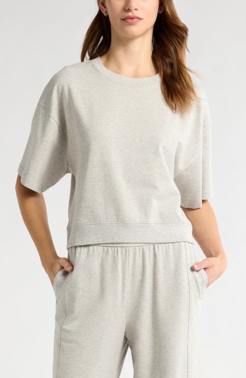 Zella Terry Crewneck Sweatshirt In Grey Light Heather