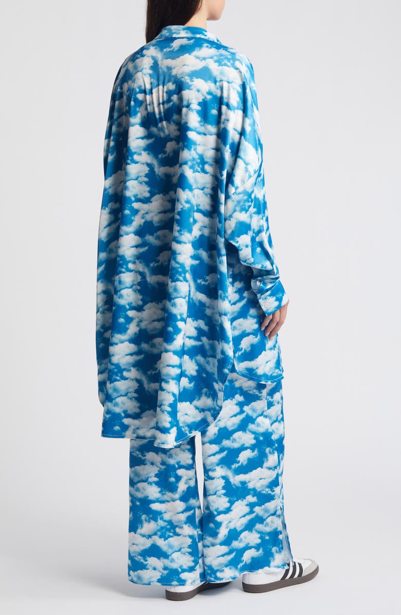 Dressed in Lala Secret Sky Society Oversize Satin Button-Up Shirt & Pants Set, Alternate, color, Secret Sky Society