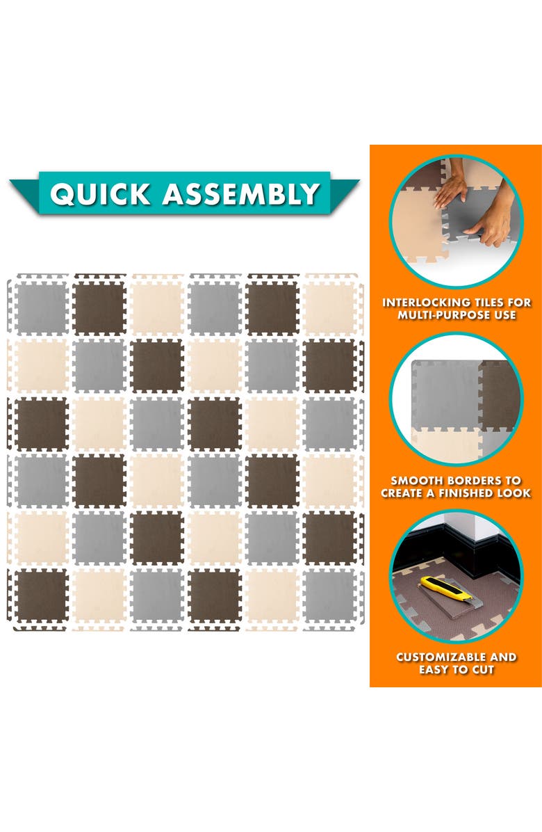 ProsourceFit Kids Solid Floor Play Mat, Alternate, color, Brown-Beige-Gray