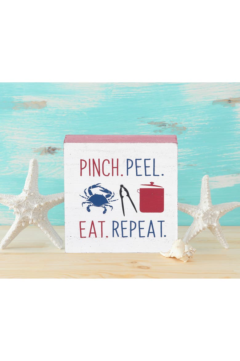 Pinch.Peel.Eat.Repeat Block Shelf Sitter, Alternate, color, Red