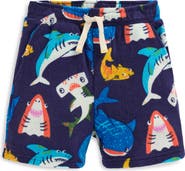 Mini Boden Kids' Shark Terry Cloth Drawstring Shorts