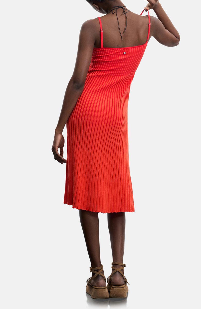 Desigual Rib Knit Spaghetti Strap Midi Dress, Alternate, color,