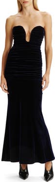Bardot Elvira Velvet Strapless Gown