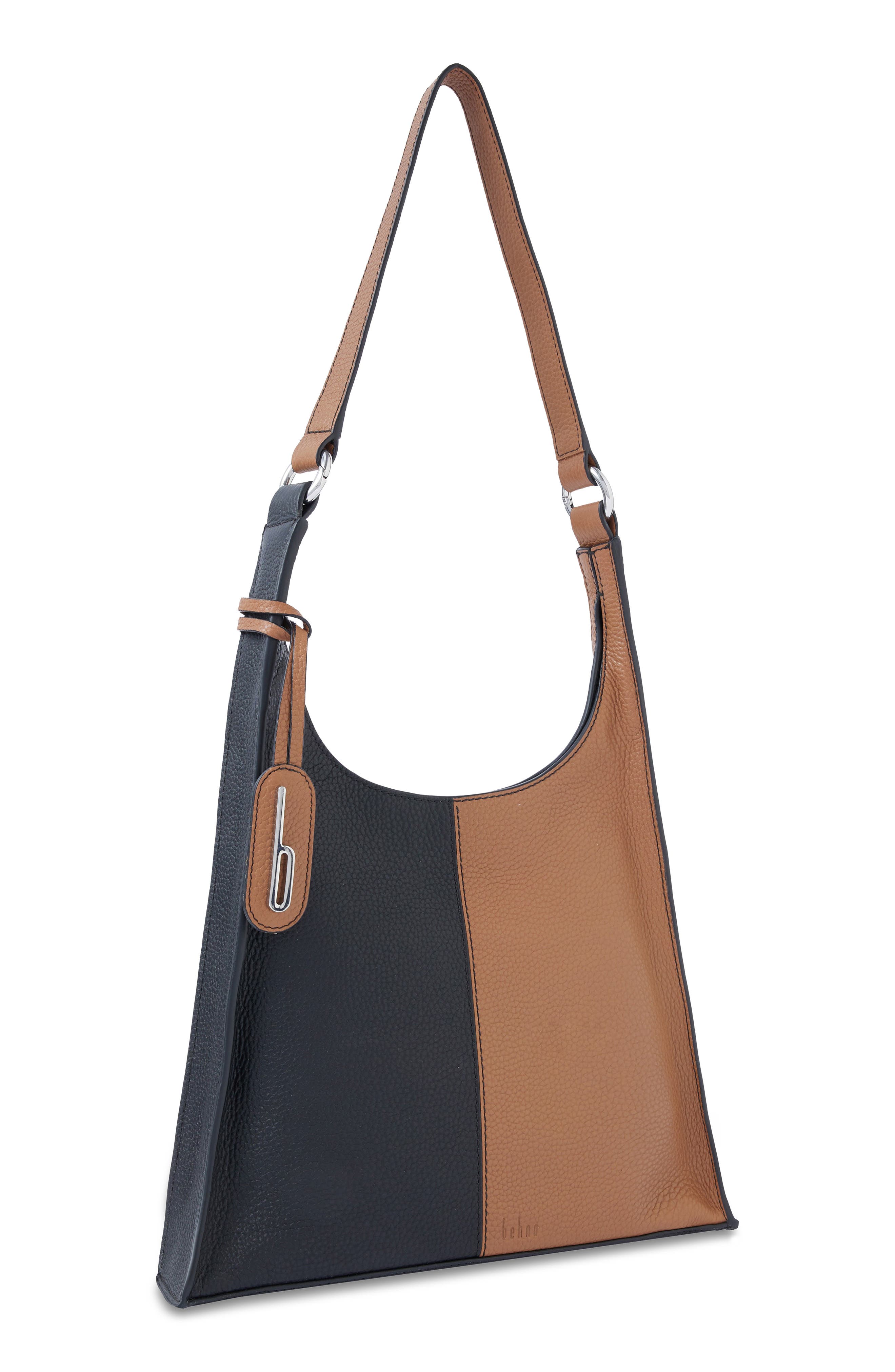 Winnie Soft Leather Shoulder Bag, Alternate, color, BLACK/ TAN