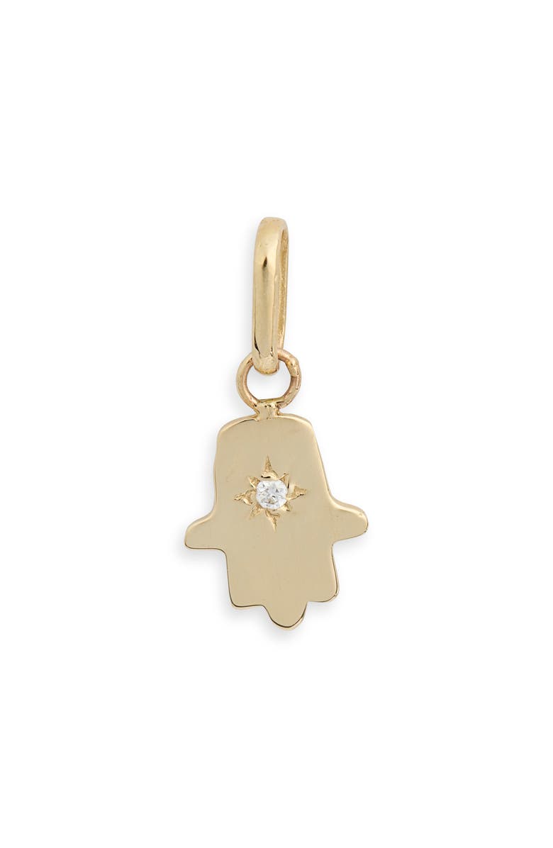 Anzie Love Letter Diamond Hamsa Pendant, Main, color, Yellow Gold