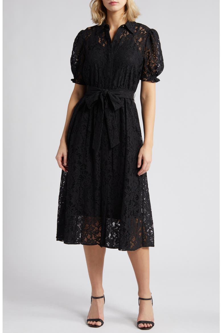 anne klein black lace dress Puff Sleeve Shirtdress (Women) long bodycon dress full skirt silhouette—versatile Height:Regular Women's Satin Foldover Tube