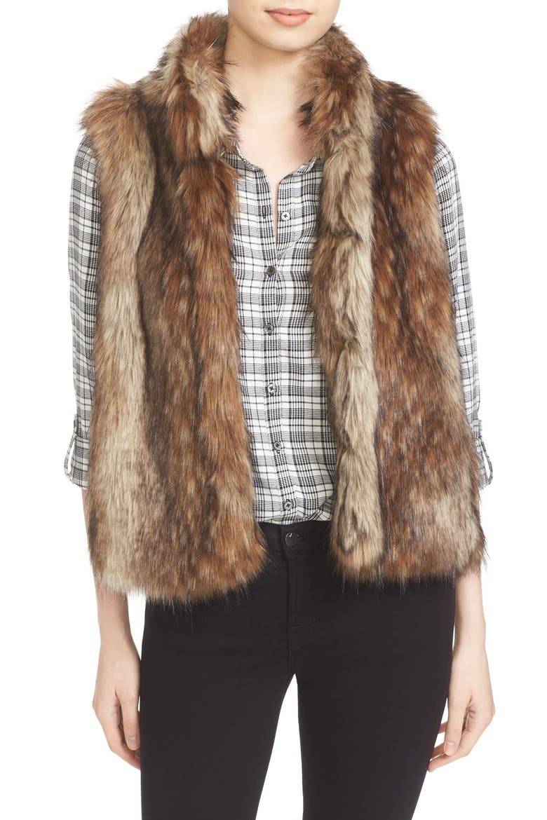 Narasha Faux Fur Vest, Main, color, BEIGE FOX