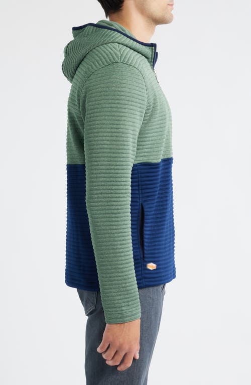 Johnnie-o Werner Rib Colorblock Half Zip Hoodie In Blue