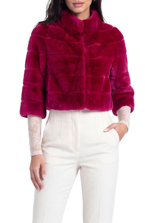 Genuine Shearling Cropped Bolero with Cropped Sleeves