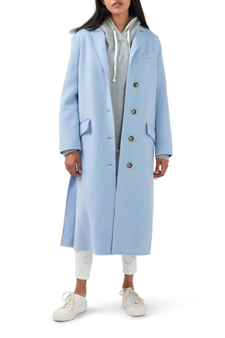 Skylilght Longline Wool Blend Coat, Alternate, color, SKY BLUE