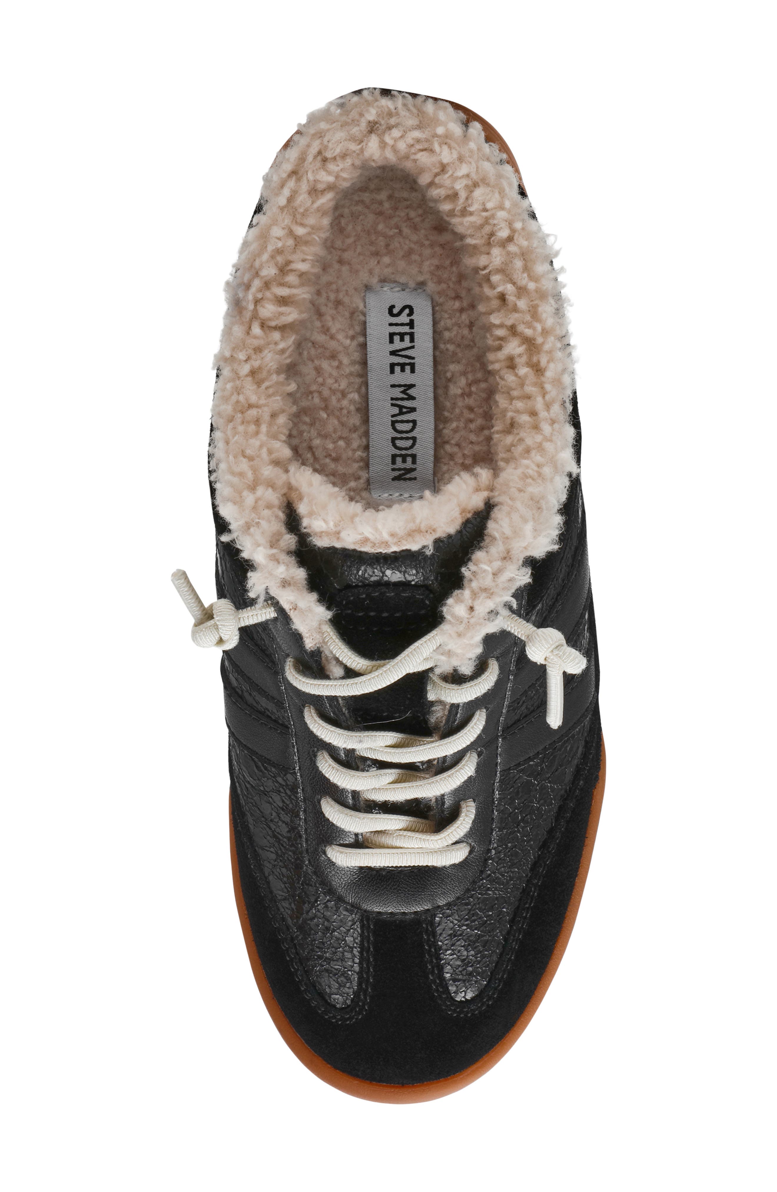 Steve Madden Vandy Faux Shearling Sneaker, Alternate, color, Black Multi