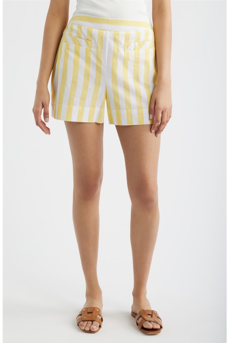 Stripe Welt Pocket Shorts, Main, color, YELLOW