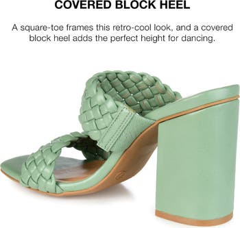 Melissa Woven Strap Block Heel Slide Sandal