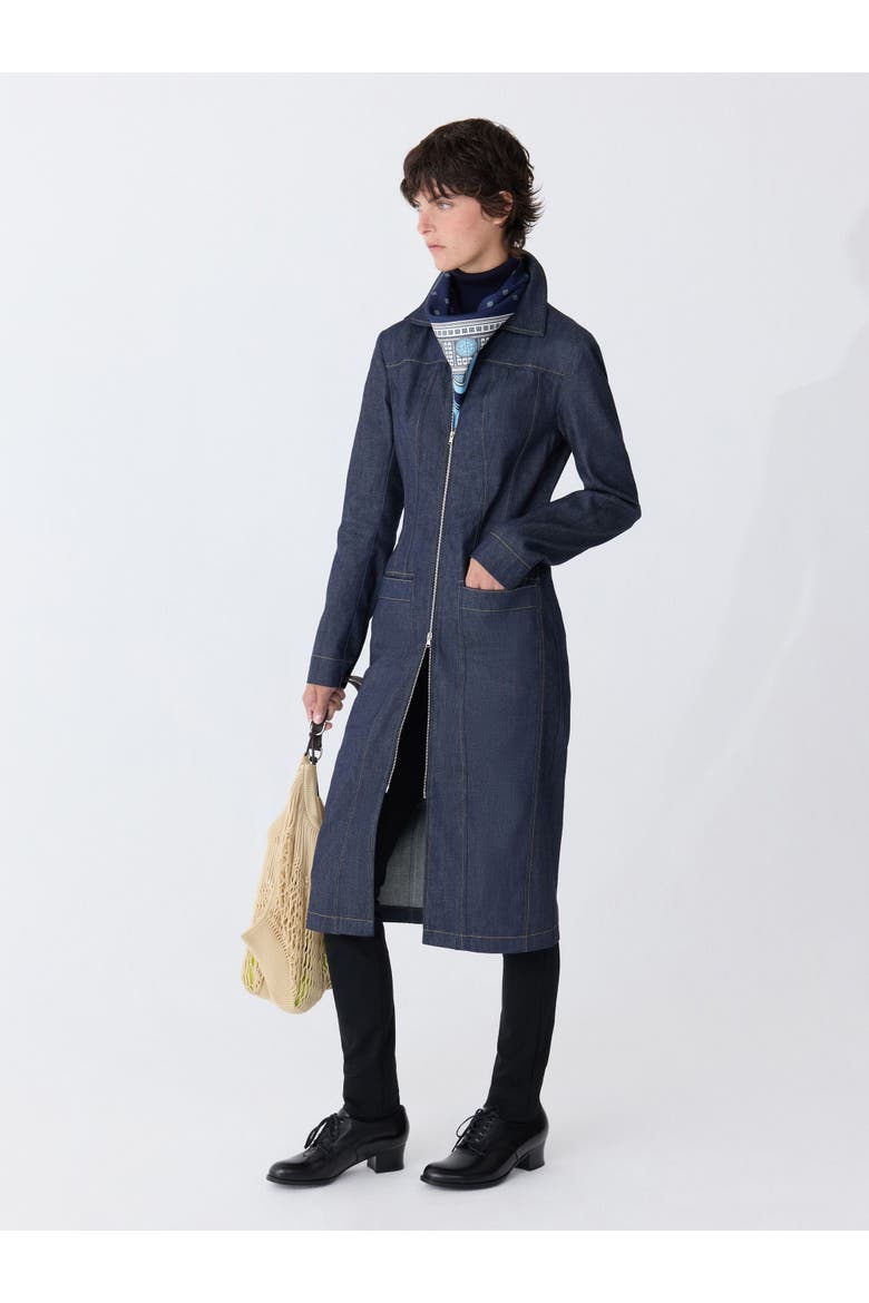 RIIA Long Jean Jacket Indigo, Alternate, color, Indigo