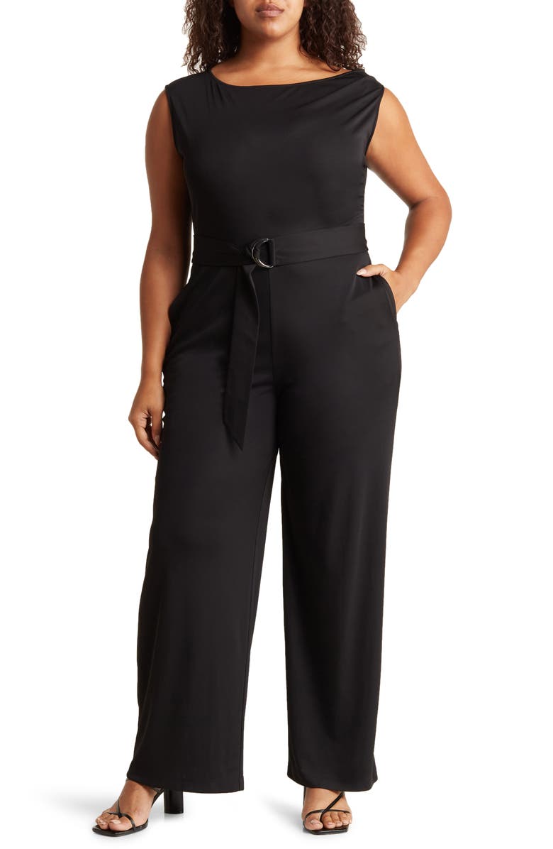 Anne Klein Cap Sleeve Belted Jumpsuit, Main, color, 