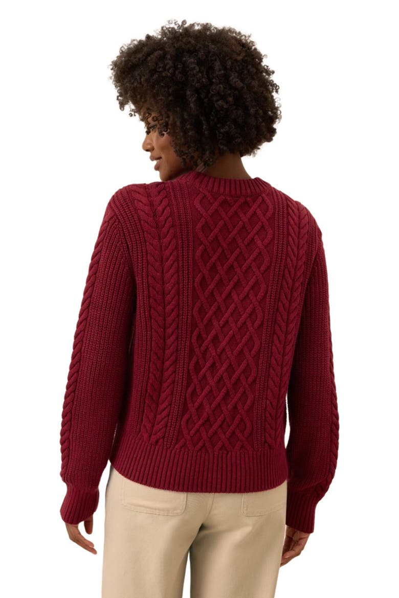 Organic Cotton Cable Knit Crew Sweater, Alternate, color, Crimson Red