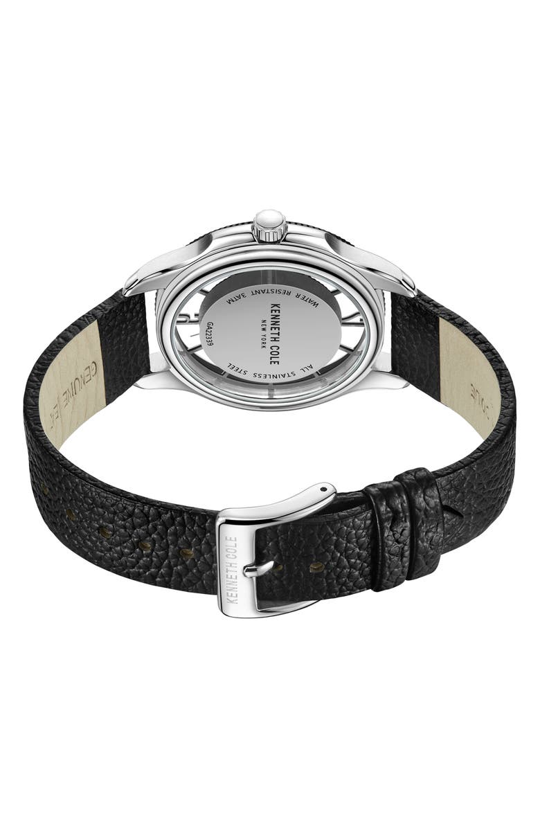 Kenneth Cole Transparency Leather Strap Watch, 42mm, Alternate, color, 
