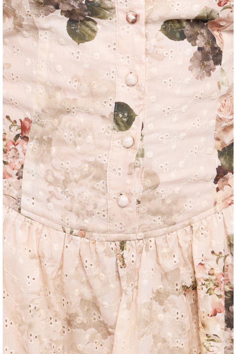 Greta Floral Print Eyelet Romper, Alternate, color, BEIGE FLORAL