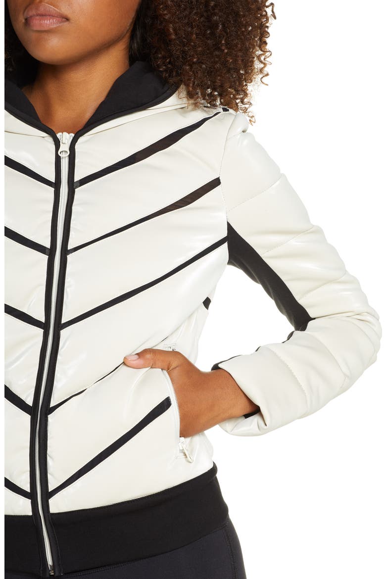Freestyle Mesh Inset Down Puffer Jacket, Alternate, color, EGRET