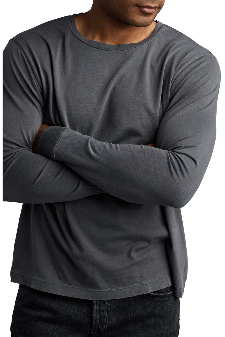 Asher Standard Long Sleeve Cotton T-Shirt, Alternate, color, FADED BLACK