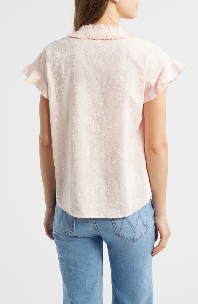 Wit & Wisdom Embroidered Split Neck Top, Alternate, color, Angel Pink