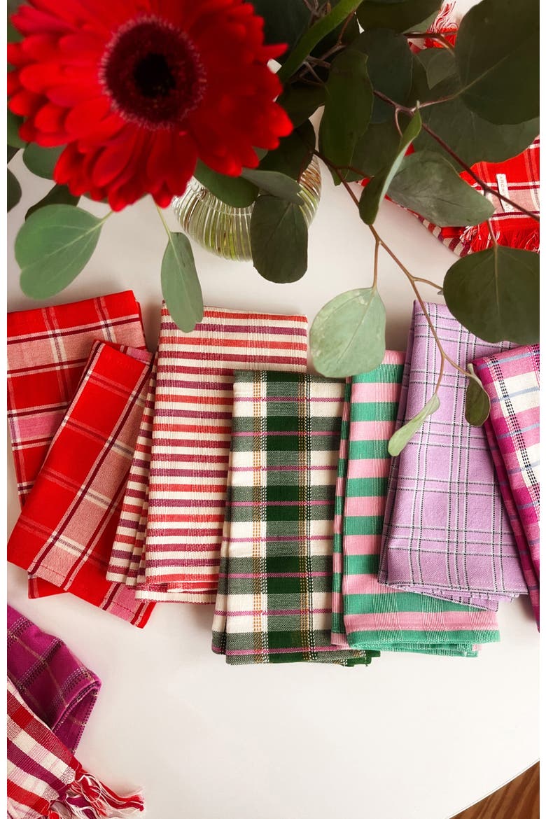Handwoven Holly Cotton Napkin Set of 4, Alternate, color, Red Plaid