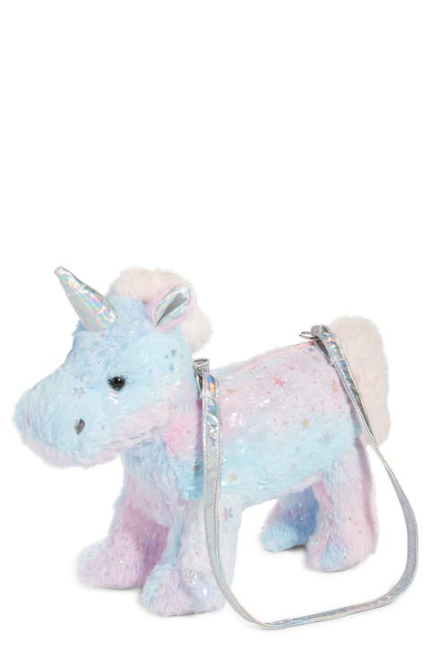 Kids' Mini Iridescent Star Faux Fur Unicorn Crossbody Bag