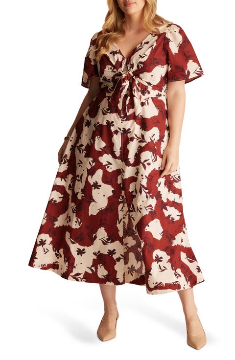 Nadja Floral Cotton Midi Dress (Plus)