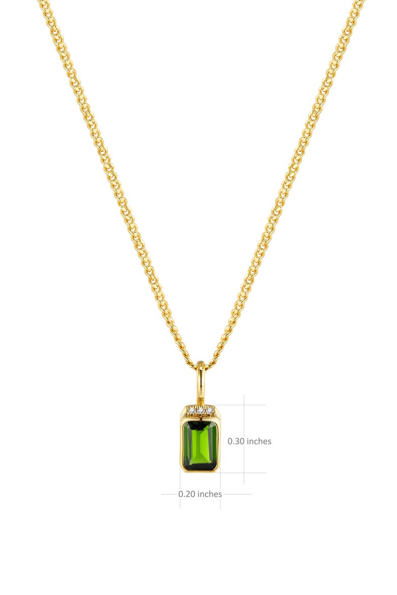 Noelle Diamond Necklace |  3 natural diamonds - 1 diopside gemstone | 925 Sterling Silver | Necklace | 16 - 17.5 in | Yellow 18k-Gold Plated, Alternate, color, Yellow 18k Gold Plated