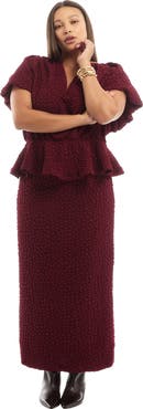 June + Vie Textured Knit Column Midi Skirt